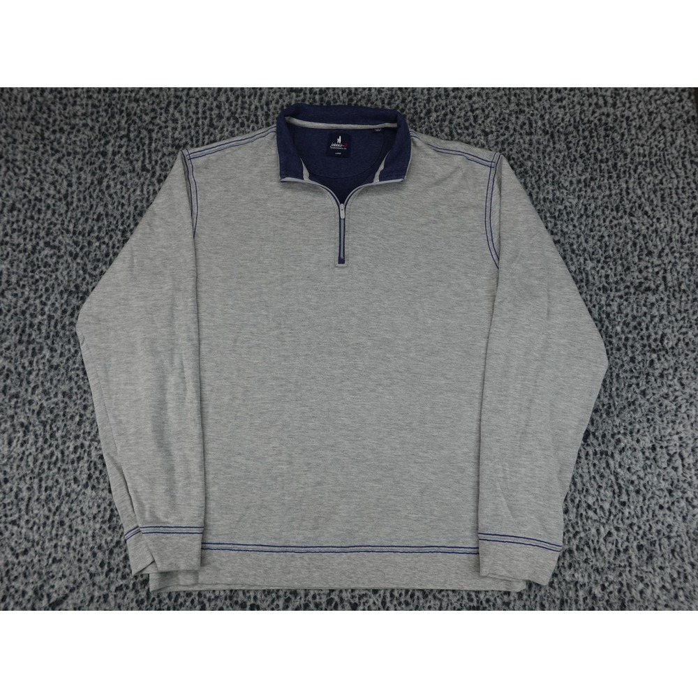 Johnnie-O Quarter Zip Pullover Mens Large Grey Contrast Stitch Long Sleeve